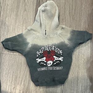 Bad Attitude Hooded  doggy Top in Grey and Cream
